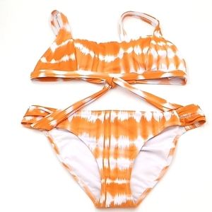 Jessica‎ Simpson Tie-Dye Bralette Top Shirred Side Tab Bikini Bottom Set M